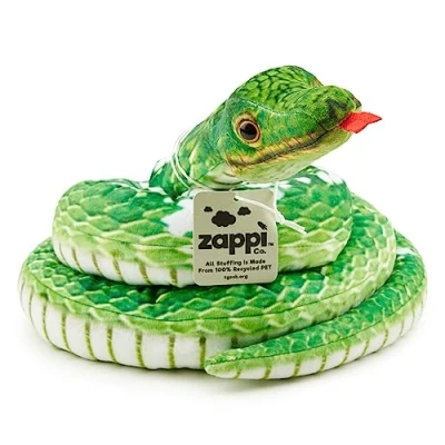 Afbeelding van Zappi Co Slangspeelgoed van zacht pluche voor kinderen, onderdeel de safaridierencollectie, perfect kinderen (180 cm lang) (groene boompython)