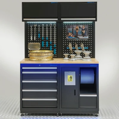 Afbeelding van Werkplaatsinrichting PREMIUM met eiken werkblad 135 cm breed