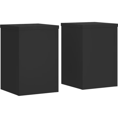 Afbeelding van Plantenstandaards 2 st 20x20x30 cm bewerkt hout zwart