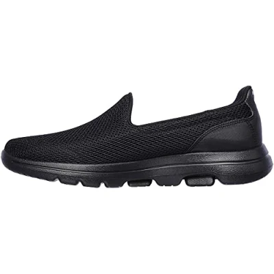 Afbeelding van Skechers Dames Go Walk 5 sneakers, Zwart textiel Trim, 35 EU Breed