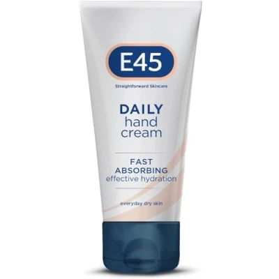 Afbeelding van E45 Dagelijkse handcrème, 50 ml, voor zeer droge handen, vochtinbrengende crème en gevoelige niet vette handreparatiecrème, absorberende formule
