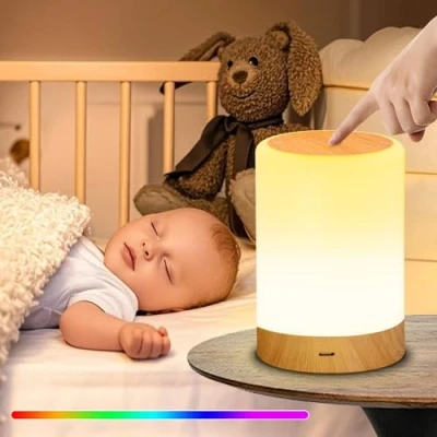 Afbeelding van Bedlampje met touchscreen, led, 256 kleuren, dimbaar, warm/koude modus, nachtlampje voor volwassenen, draadloos en oplaadbaar, USB, ideaal slaapkamer kindergebruik