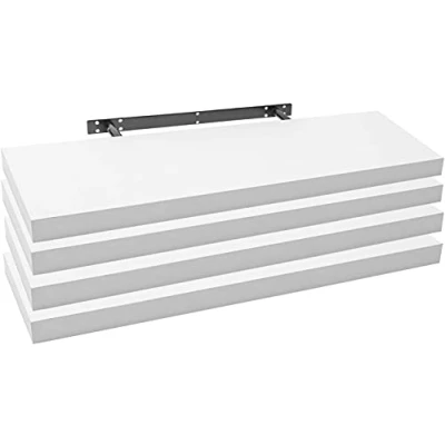 Afbeelding van WOLTU RG9371ws 4 Set van wandplanken MDF hout voor boeken, wit, 30 x 23 3,8 cm