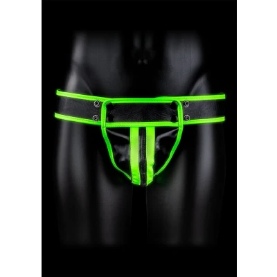 Afbeelding van Striped Jock Strap GitD Neon Green/Black L/XL