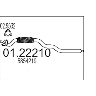 Afbeelding van MTS 01.22210 Uitlaatpijp 1000 voor middendemper OPEL: Astra H Hatchback, Caravan, G Convertible