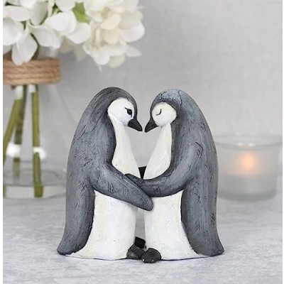 Afbeelding van Charmant pinguïn partnerornament 11 cm x (1 stuk) partnervitrine voor het leven hoogwaardig harsmateriaal perfect cadeau bruiloften, verjaardagen en