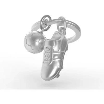 Afbeelding van Metalmorphose sleutelhanger voetbalschoen met bal Zilver / 4 x 3.5 0.5 cm Metaal