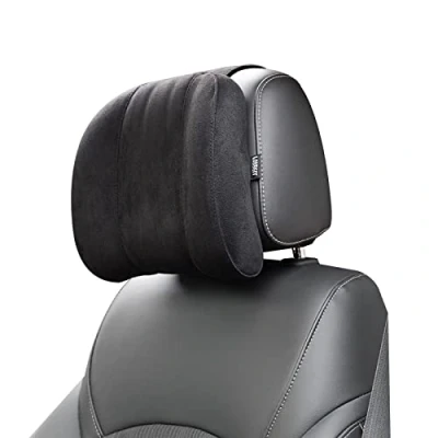 Afbeelding van Forbell Hoofdkussen voor in de auto, van traagschuim, katoen, auto accessoires, hoofdsteun suède, zwart.