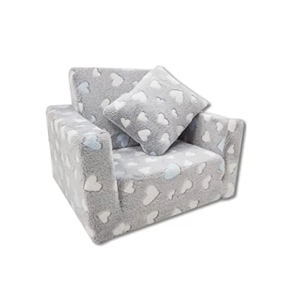 Afbeelding van Odolplusz Kinderstoel, relaxstoel, knuffelstoel (grijs (hart grijs) + blauw)