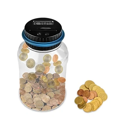 Afbeelding van Newaner elektronische spaarpot Euro 1,8 l grote capaciteit, digitale met lcd display, creatief, transparant, automatisch, geldbox, cadeau voor kinderen, volwassenen