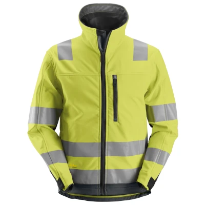 Afbeelding van Allroundwork, High Vis Softshell Jack, Klasse 3, Geel, Visibility Staal Grijs (6658), M