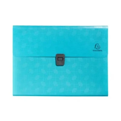 Afbeelding van Exacompta Ref. 55299E 1 opbergmap Pop&#039;N Co omslag van gerecycled PP en binnenkant uittrekbare achterkant drukknoopsluiting 13 vakken afmetingen 33x25 cm cyaan kleur