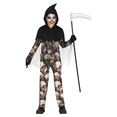 Afbeelding van Guirca Beul &amp; Magere Hein Kostuum Skull Collector Kind Bruin, Zwart 7 9 jaar Halloween Verkleedkleding