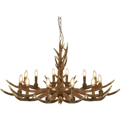 Afbeelding van Kroonluchter Stag in geweivorm, 12 lamps