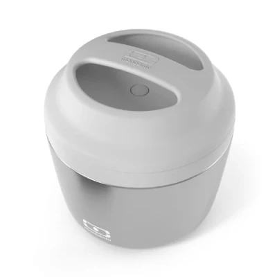 Afbeelding van monbento MB Element Silver geïsoleerde lunchbox Luchtdichte Houdt je maaltijd tot 10 uur warm en koel Ideaal voor werk/school BPA vrij Duurzaam veilig Grijs