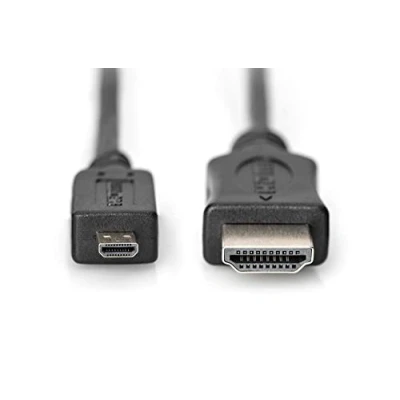 Afbeelding van Digitus AK 330109 010 S HDMI kabel Aansluitkabel A stekker, micro D stekker 1.00 m Zwart Vergulde steekc