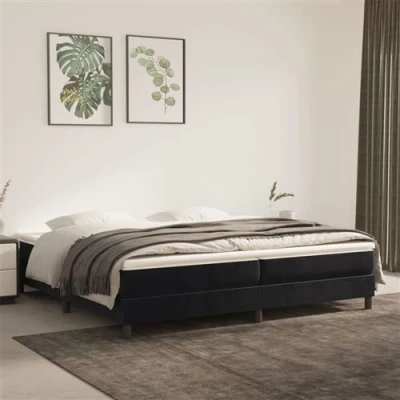 Image de vidaXL Lit à sommier tapissier et matelas Noir 200x200 cm Velours
