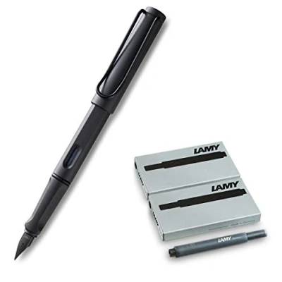 Afbeelding van Lamy Safari umbra vulpen mat (1 vulpen, kaliber B + 10 cartridges, zwart)