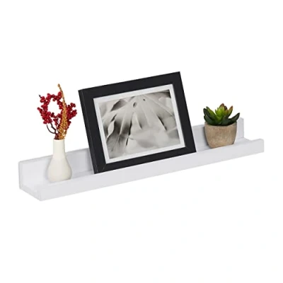 Afbeelding van Relaxdays fotoplank wit wandplank 80 cm fotolijst plank muurplank smal boekenplank