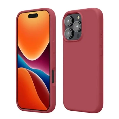 Afbeelding van kwmobile telefoonhoesje geschikt voor Apple iPhone 16 Pro Hoesje met siliconen coating Smartphone case in donkerroze