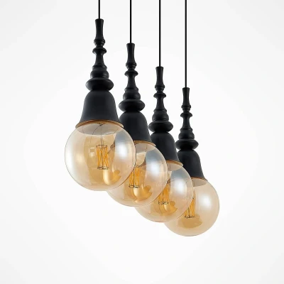 Afbeelding van Lucande hanglamp 4lichts ijzer E27 zwart