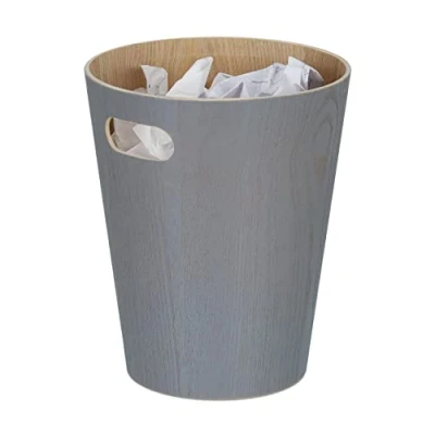 Afbeelding van Relaxdays papierbak kantoor prullenmand hout papier verzamelbak oud bak grijs