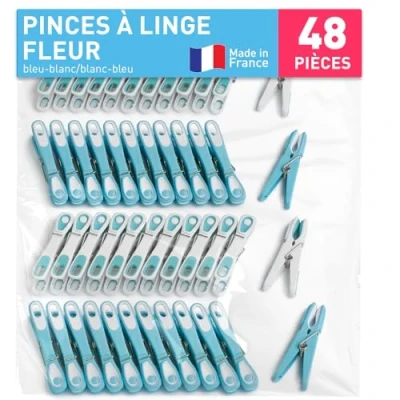 Afbeelding van Wasknijpers Dot Ecoline (48 stuks, blauw wit/wit) van culiclean