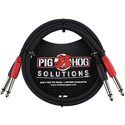 Afbeelding van Pig Hog PD 21403 6,35 mm mono jack dubbele patchkabel naar 2 x jackstekker, 1 m