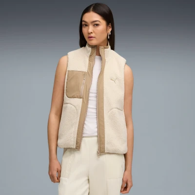 Image de Gilet hybride rÃ©versible en sherpa Femme