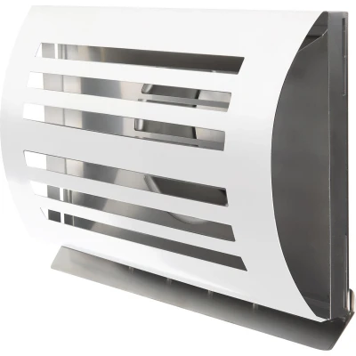 Afbeelding van Design gevelkap PREMIUM LINE DELTA Ø 125mm met grofmazig gaas WIT RAL9010