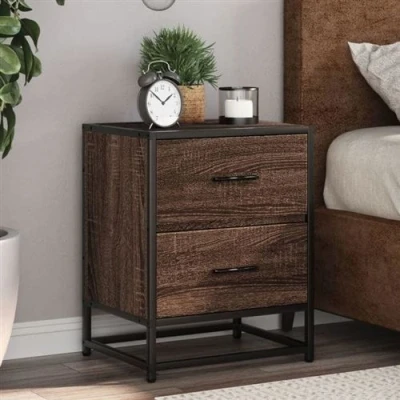Image de vidaXL Tables de chevet 2 pcs chêne marron 40x31x50 cm bois ingénierie848683