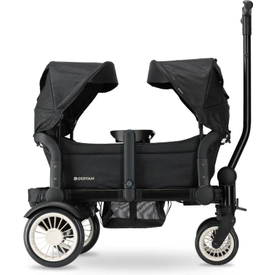 Afbeelding van Deryan Luxe Sandy bolderkar duo buggy tandem opvouwbaar inklapbare bolderwagen kinderwagen Zwart