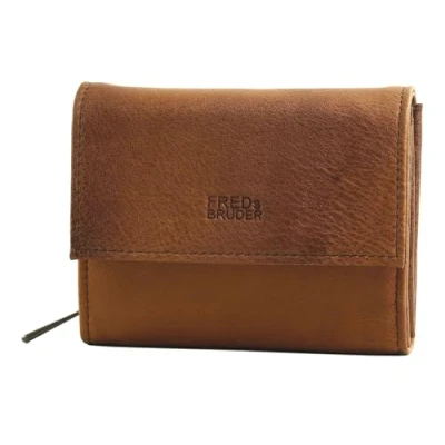 Afbeelding van FREDsBRUDER Leren Portemonnee My Old Friend Flap Wallet Dark Caramel Lichtbruin