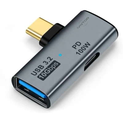 Afbeelding van USB C OTG adapter naar 3.2 splitter met 100 W PD snel opladen voor laptop, tablet, telefoon
