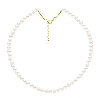 Afbeelding van Kikuo Imitatieparelketting, verstelbare ronde parelketting, klassieke witte parelketting voor dames dagelijks gebruik, bruidssieraden, kostuumjuwelen, Van katoen, Synthetische parel