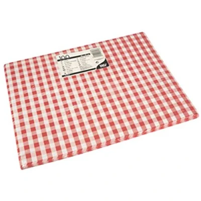 Afbeelding van Set van 100 placemats papier, 30 cm x 40 cm, rood &quot;Vichy&quot;