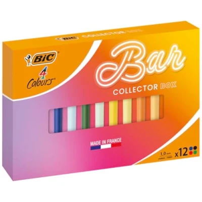 Afbeelding van BIC 4 kleuren, balpen, intrekbaar, medium punt (1,0 mm), effen lichaam, verschillende 12 stuks