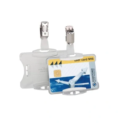 Image de Durable 811819 boite de 25 porte cartes sécurité ouvert avec clip 54 x 85 mm transparent dbl811819