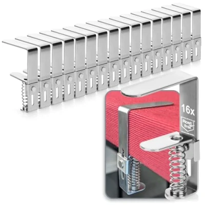 Afbeelding van COM FOUR® 16 x premium tafelkleedklemmen tafelklemmen van roestvrij staal met veer roestvrije voor binnen en buiten