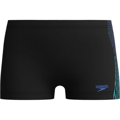 Afbeelding van Speedo Plastisol Placement Aquashort Zwart/Blauw Heren Sportzwembroek Maat 152
