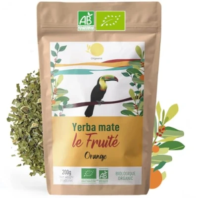 Afbeelding van ORIGEENS Yerba Maté Bio: Le Fruité met sinaasappel, poedervrij, energiedrank en ontgiftend, 200 g
