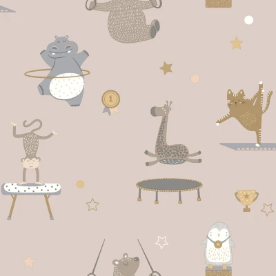 Afbeelding van Dutch Wallcoverings Dream Catcher Animal Gymn. Pink 13241
