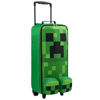 Afbeelding van Minecraft Opvouwbare roltas voor kinderen, 64 x 17 25 cm, inhoud 24,2 l, 4 wielen, reisbenodigdheden gamers, Groen, één maat, kinderbagage, Bagage kinderen