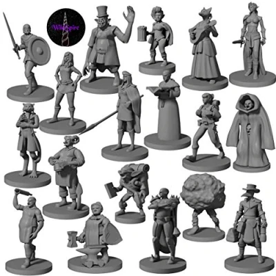 Afbeelding van Newcombie Townsfolk Hero miniaturen voor 28 mm losse DND figuren en kerkers draken, Minis D&amp;D miniaturen, fan fantasie, campagne speurtochten, 18 stuks