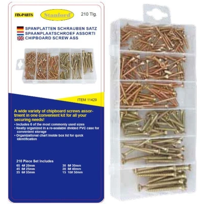 Afbeelding van StahlKaiser Spaanplaatschroeven Assortiment Kruiskop 210 delig