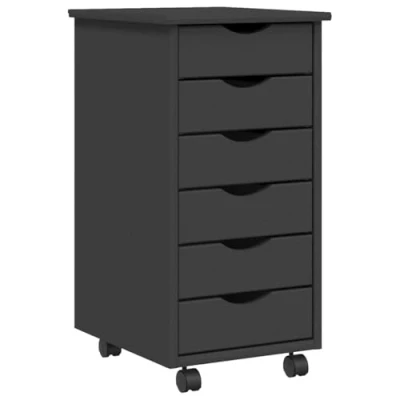Image de vidaXL Armoire roulante avec tiroirs MOSS gris bois de pin solide355896