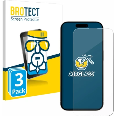 Afbeelding van BROTECT Screenprotector voor Apple iPhone 15 Pro Max Folie Beschermfolie Beschermglas transparant (3 Stuks)