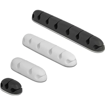 Afbeelding van Delock, Kabeldragers, Kabelhouder zelfklevend combi set 4 stuks zwart / wit