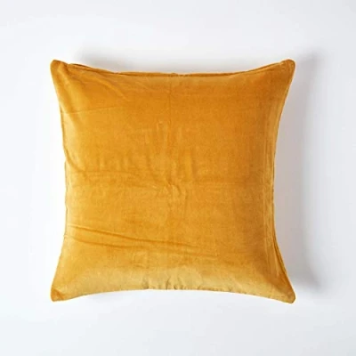 Afbeelding van Homescapes mosterdgeel fluwelen kussenhoes, 40 x cm