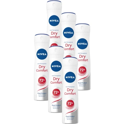 Afbeelding van Nivea Women Dry Comfort Deodorant Spray Anti Transpirant Voordeelverpakking 6x150ml